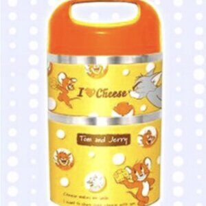 New Tom and Jerry Stainless Steel 2 Layers Thermal Lunch Box Japan Yellow